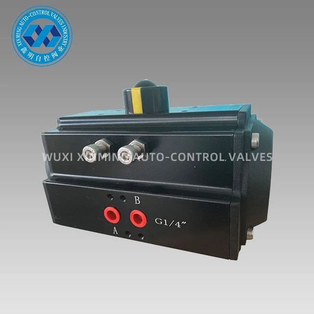 Actuator pneumatic cu cremalieră și pinion din aluminiu complet negru