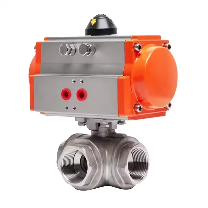 3-Way Ball Valve With 180° Pneumatic Actuator