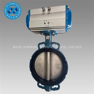 Supapă fluture acţionată cu actuator pneumatic