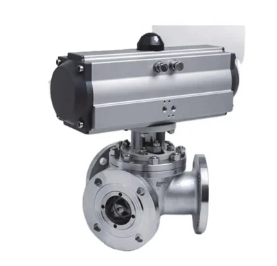 Actuator pneumatic de 180 de grade Supapă cu bilă cu 3 căi, supapă cu bilă cu 3 căi cu actuator pneumatic